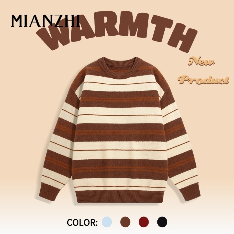 MIANZHI 🎄ชุดคริสต์มาสต้องมี! สเวตเตอร์ลายขวาง🎅สีแดงเข้มให้บรรยากาศ festive [M-3XL]
