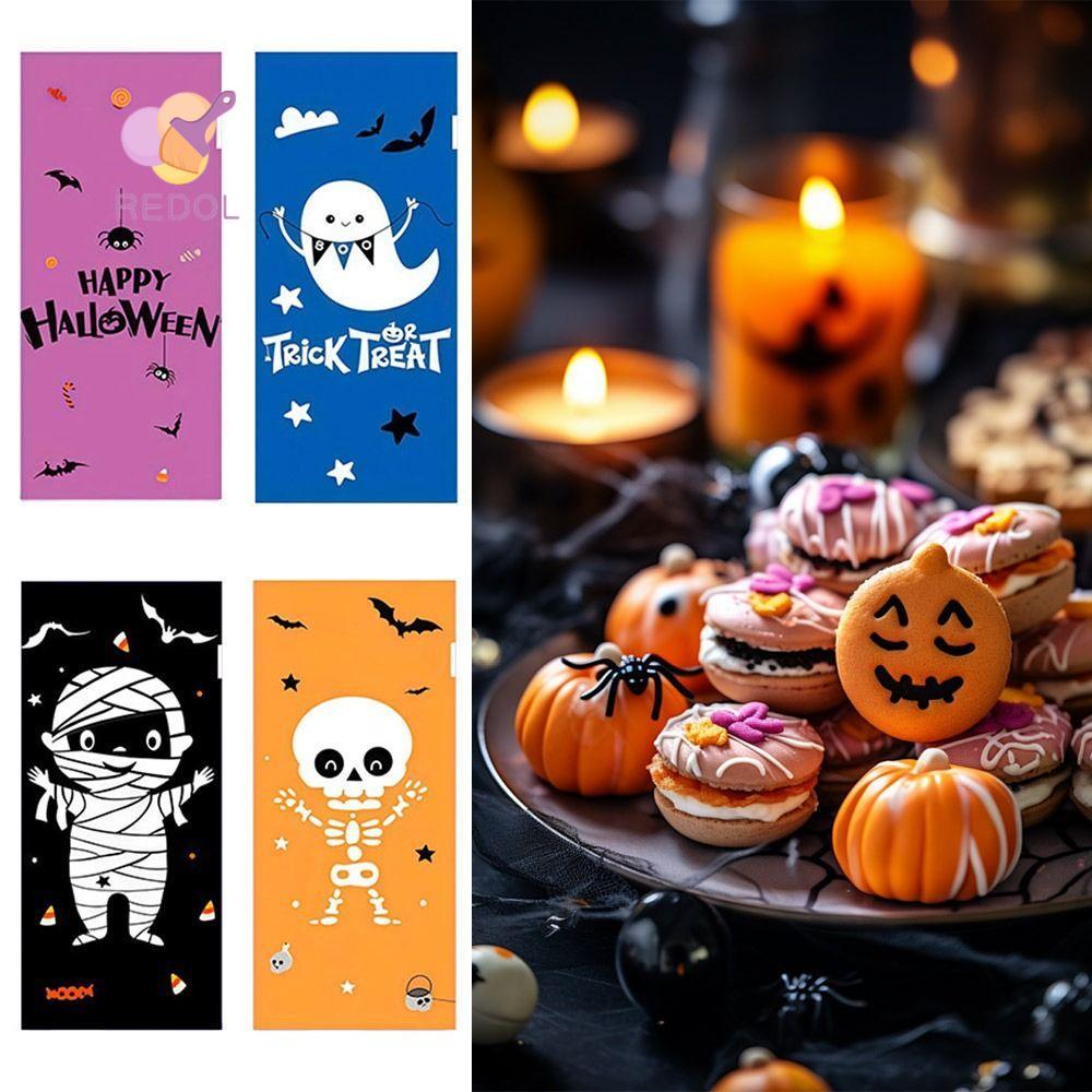 REPKG 50PCS Flat Open Top Bag,Multicolor OPP Halloween Bag,Creative Festival Supplies Packaging Cart