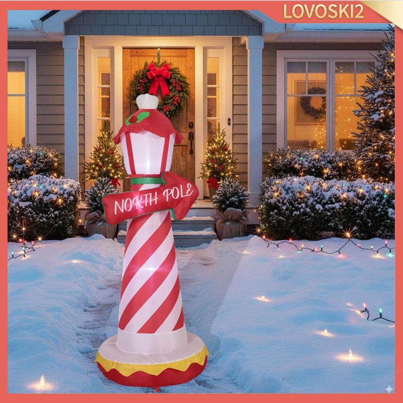 [Lovoski2] Christmas Inflatable North Pole Lighthouse Lighted Xmas Lighthouse พร้อมจอแสดงผลแสงสูง 70