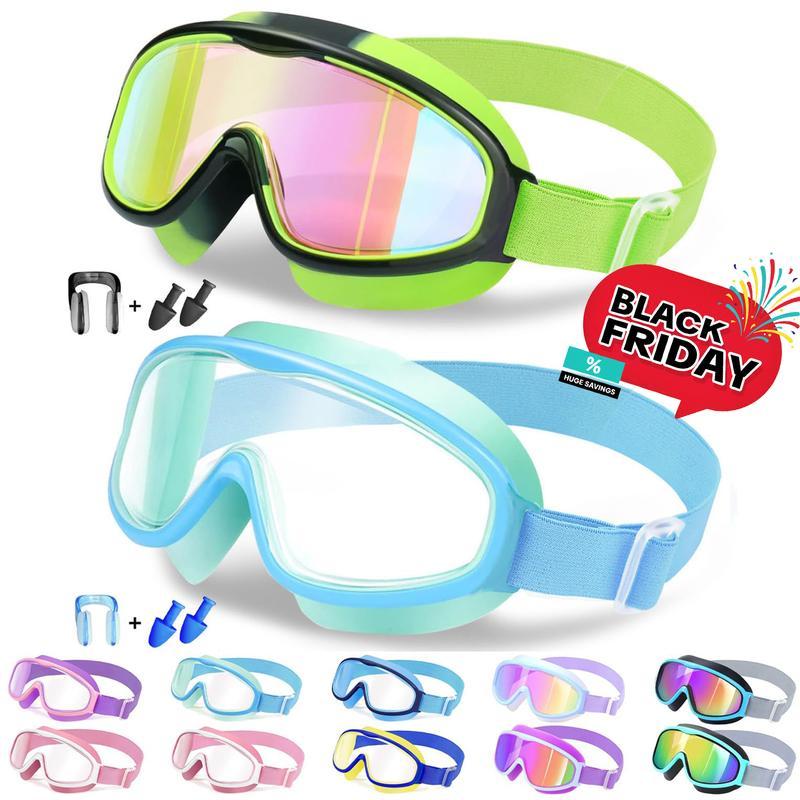 Vvinca Kids pool accessories-Goggles with Comfort Fabric Strap, Kids Swimming Goggles Wide View Anti