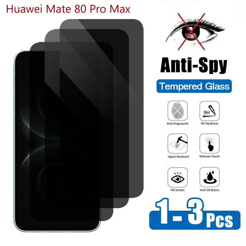 1-3 ชิ้นสําหรับ Huawei Mate 80 Pro Max 9H Anti-Spy กระจกนิรภัยสําหรับ Huawei Mate 80 Pro 80 RS Ultim
