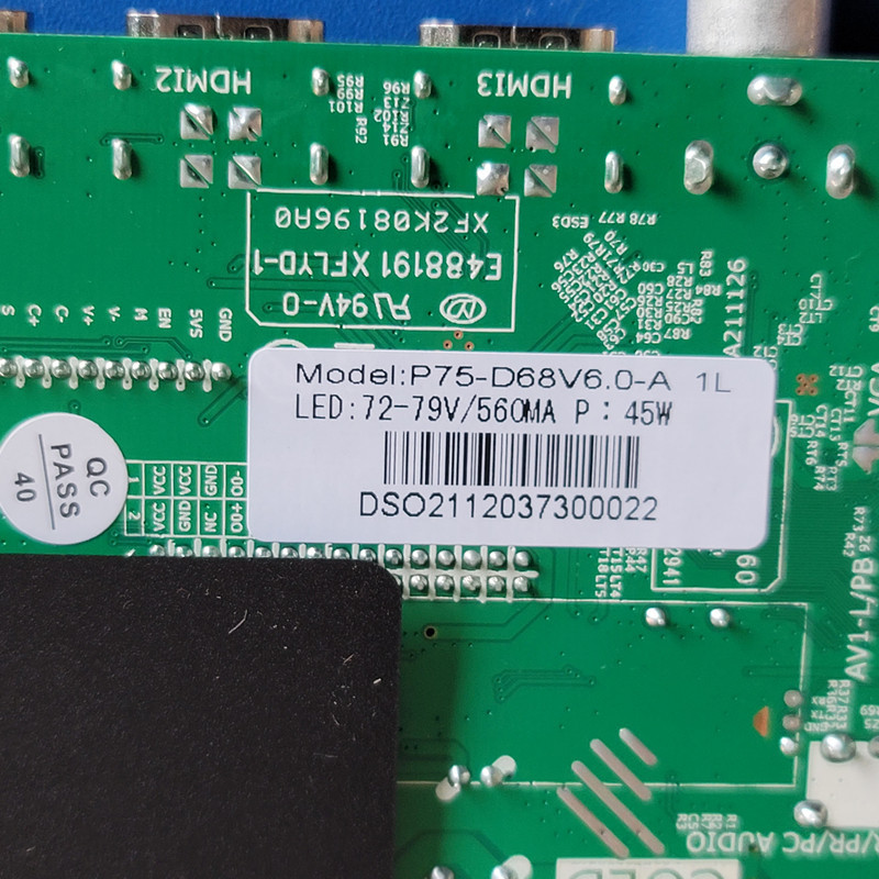 P75-D68V6.0-A 1L บอร์ดไดรเวอร์ทีวี LCD สามในหนึ่งเดียวแบ็คไลท์ 45W