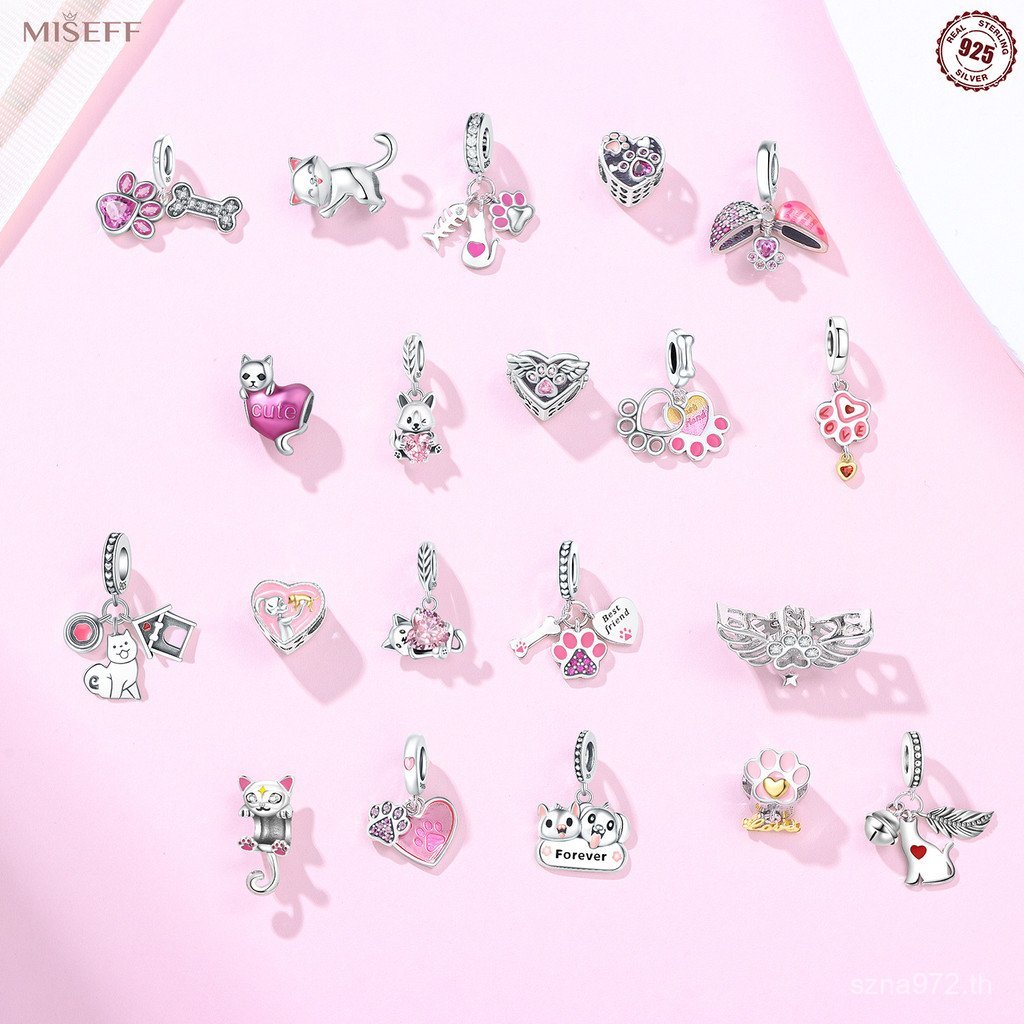 สร้อยข้อมือลาย Paw สไตล์ Dog Tag สำหรับสร้อยคอและกำไล เพชรสังเคราะห์แท้ S925 ทำมือพร้อมอุปกรณ์ตกแต่ง