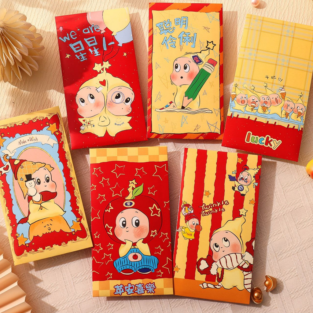 6ชิ้น/เซ็ตซองจดหมายสีแดงการ์ตูนดาวคนแพ็คเก็ตสีแดง2026ถุงเงินโชคดีปีใหม่เด็กของขวัญปีใหม่ - รูปที่ 2