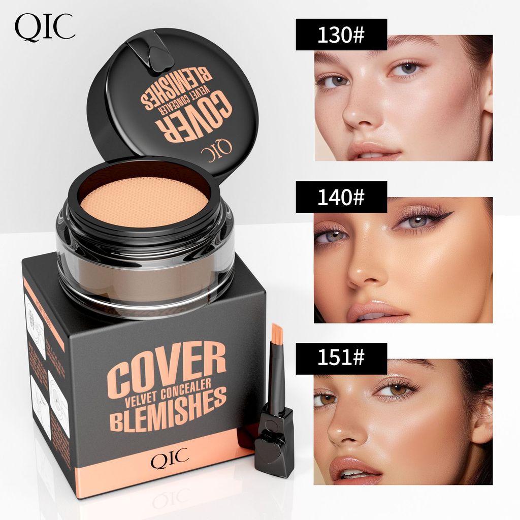 QIC คอนซีลเลอร์รองพื้นคอนซีลเลอร์ Dark Circles Acne Marks Cover Spots กันน้ําแต่งหน้า QIC คอนซีลเลอร