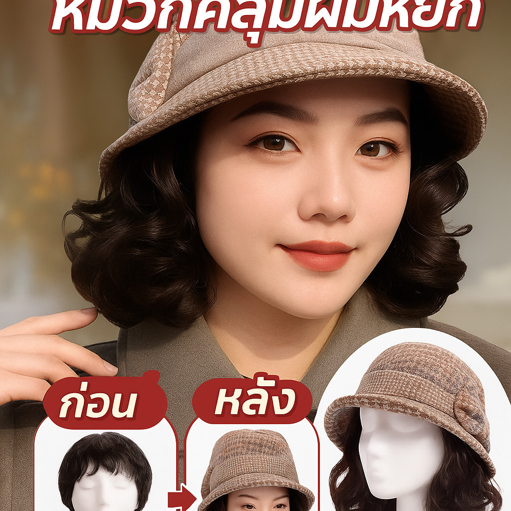 แฟชั่นใหม่ ทรงธรรมชาติ วิกผมหมวก / สบาย อบอุ่น หมวกบัคเก็ต / ผมหยิกสั้น สําหรับผู้สูงอายุ วิกผม
