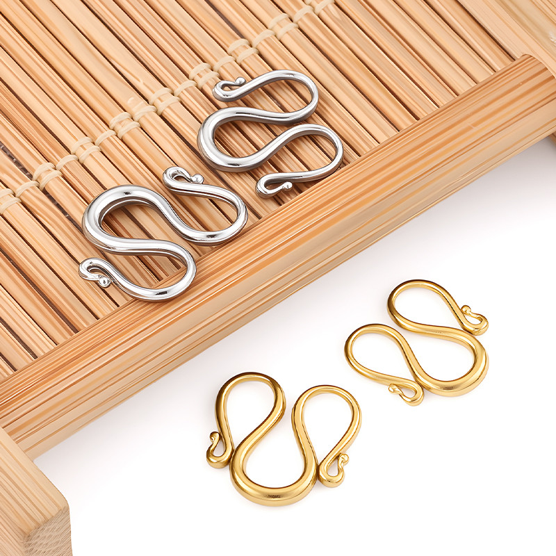 สแตนเลส W-Closure Clasp สำหรับเครื่องประดับ DIY เชื่อมต่อสร้อยข้อมือและสร้อยคอมีความคงทนไม่ซีดจาง