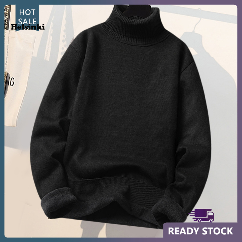 HLS คอเต่าแขนยาว ขนแกะซับ Ribbed Trim เสื้อกันหนาวผู้ชาย สไตล์วัน.daily wear