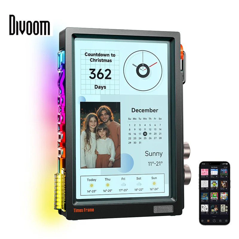 หน้าจอ HD อัจฉริยะ Divoom Times Frame | นาฬิกาดิจิตอล DIY 10.1" | Crypto Stocks ปฏิทินสภาพอากาศ | Te