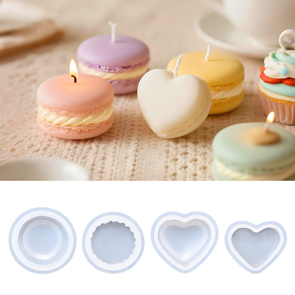 Ins Super Cute Heart Macaron Pinch Mold diy Round Biscuit Cake Silicone Mold Sandwich Biscuit Mold