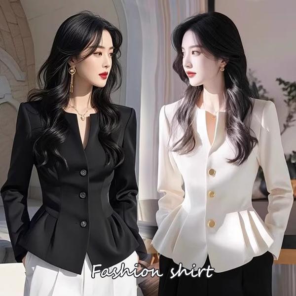 mimi&didi#เสื้อเชิ้ตสีขาวเอว สไตล์ฝรั่งเศส เรียบหรู สำหรับผู้หญิง หรูหรา ไม่ซ้ำใคร ท็อปเก๋ไก๋ ฤดูใบไม้ผลิ#99315