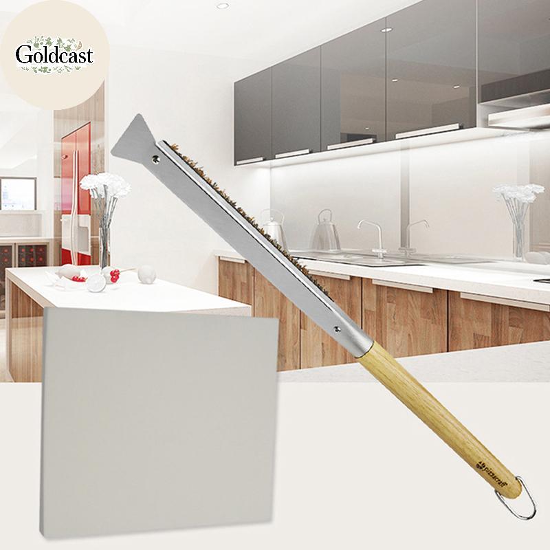 GOLD พิซซ่าเตาอบแปรงไม้ Handle Grill Scraper แปรงทําความสะอาดในครัวเรือนเครื่องมือพิซซ่าสําหรับเตาอบ