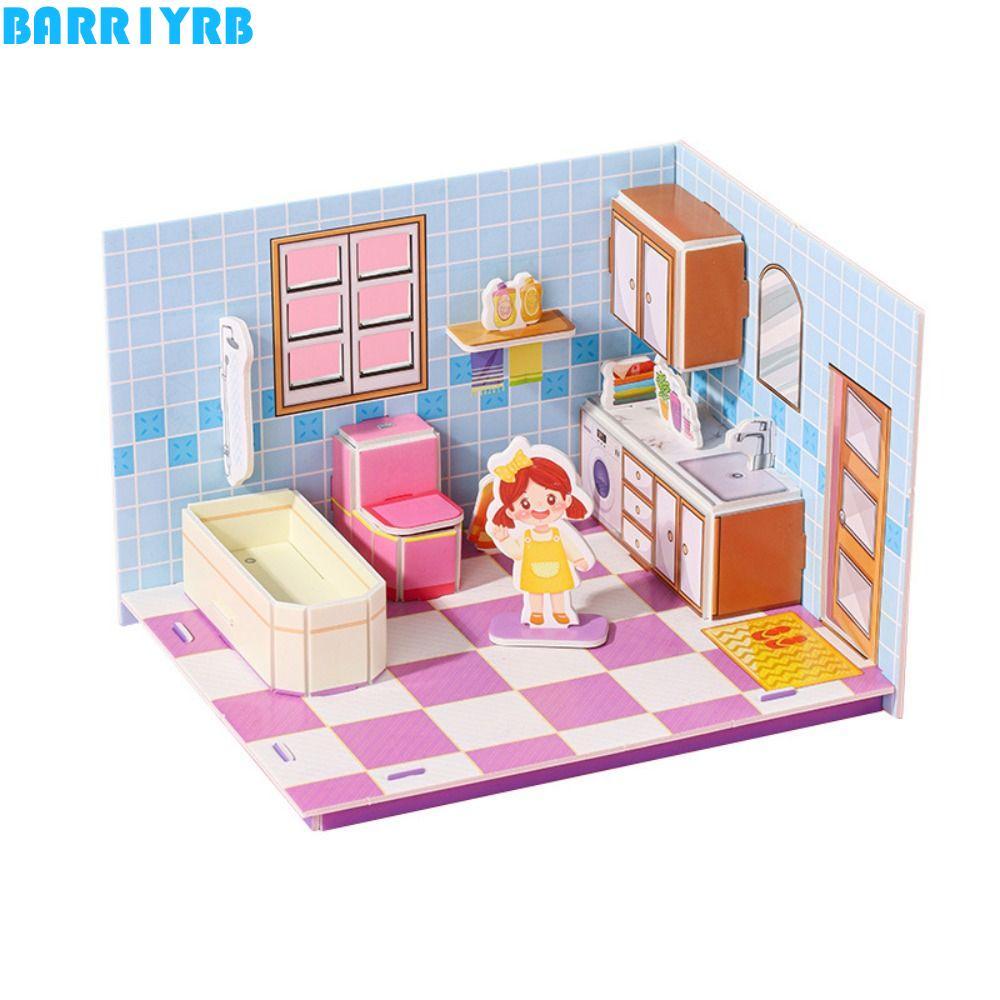 BARR1YRB 3D Room Model Puzzle Toys, 3D Model Kitchen 3D Room Cardboard, Room Puzzle Bedroom Living H