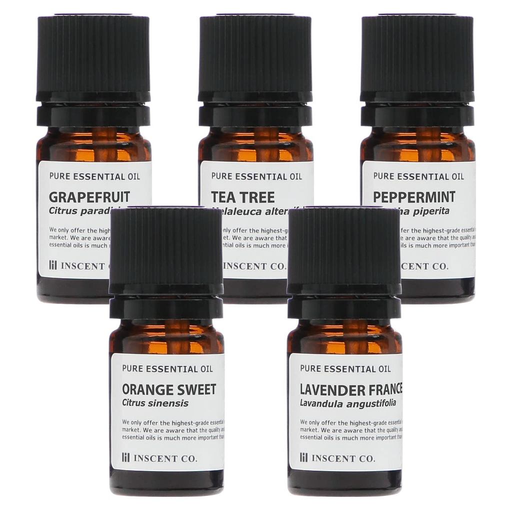 Essential Oil Set - 5 Bottles (5ml Each) - Assortment for Aromatherapy - AEAJ Certified
