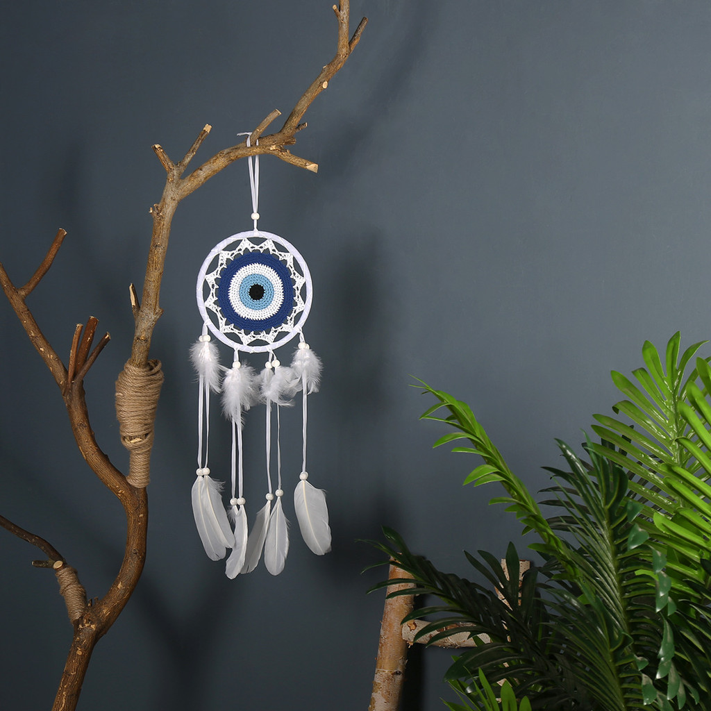 ตกแต่ง Evil Eyes Dream Catcher Feather งานฝีมือทอมือ Dream Catcher จี้ Dream Catcher WJG