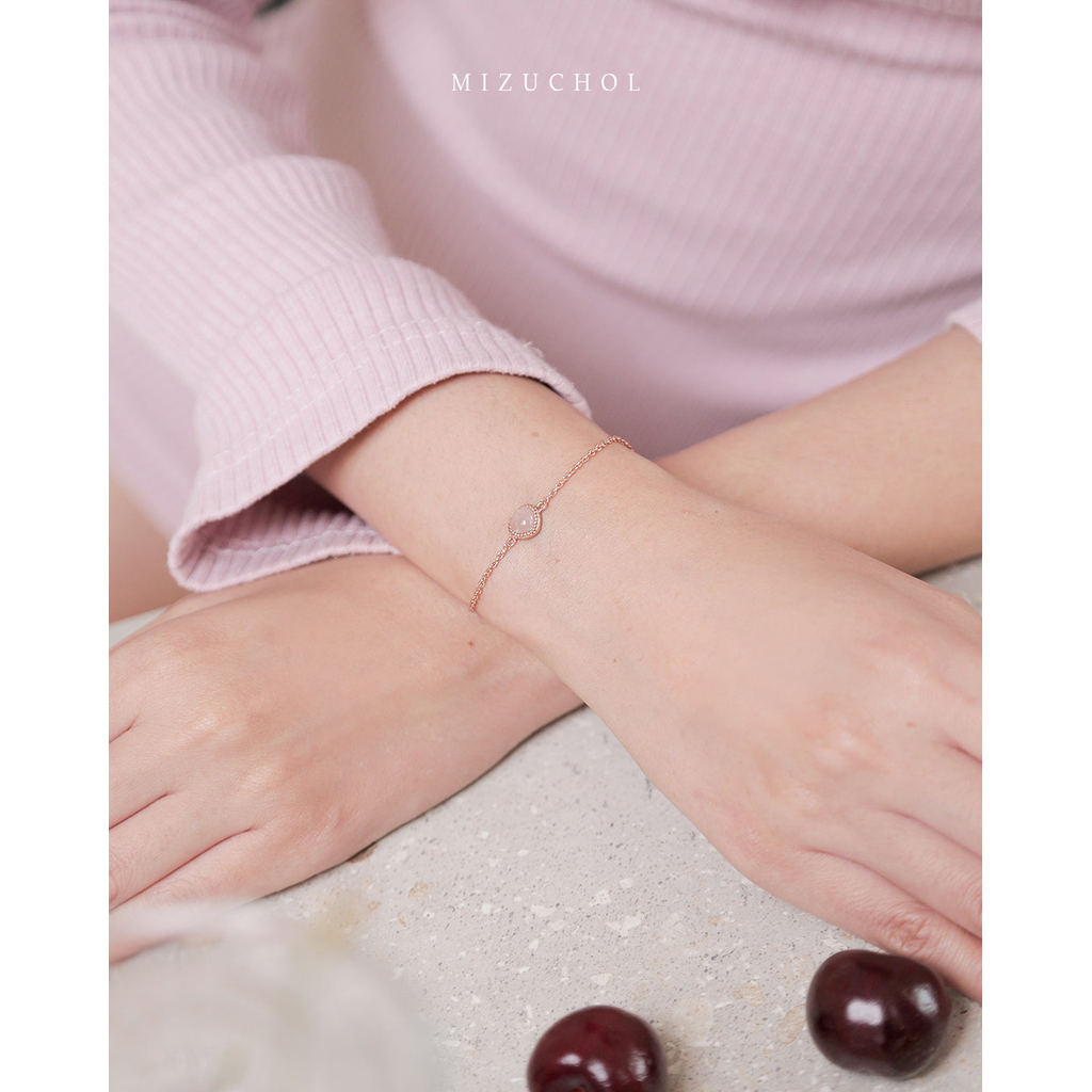 Mizuchol กำไลหัวใจ Strawberry Quartz ปรับไซส์ได้ | Darling in Strawberry Mini Bracelet | ใส่ได้ทุกวัน - รูปที่ 2
