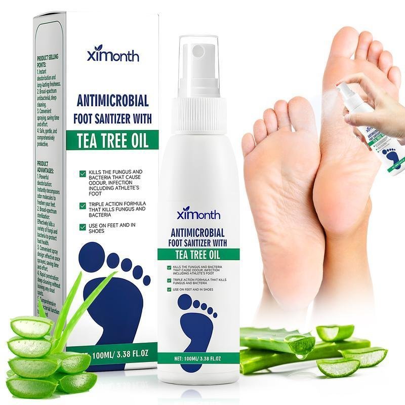 Herbal Antibacterial Foot Spray with Tea Tree Oil - 100ml Long-Lasting Formula for Foot Odor, Athlet