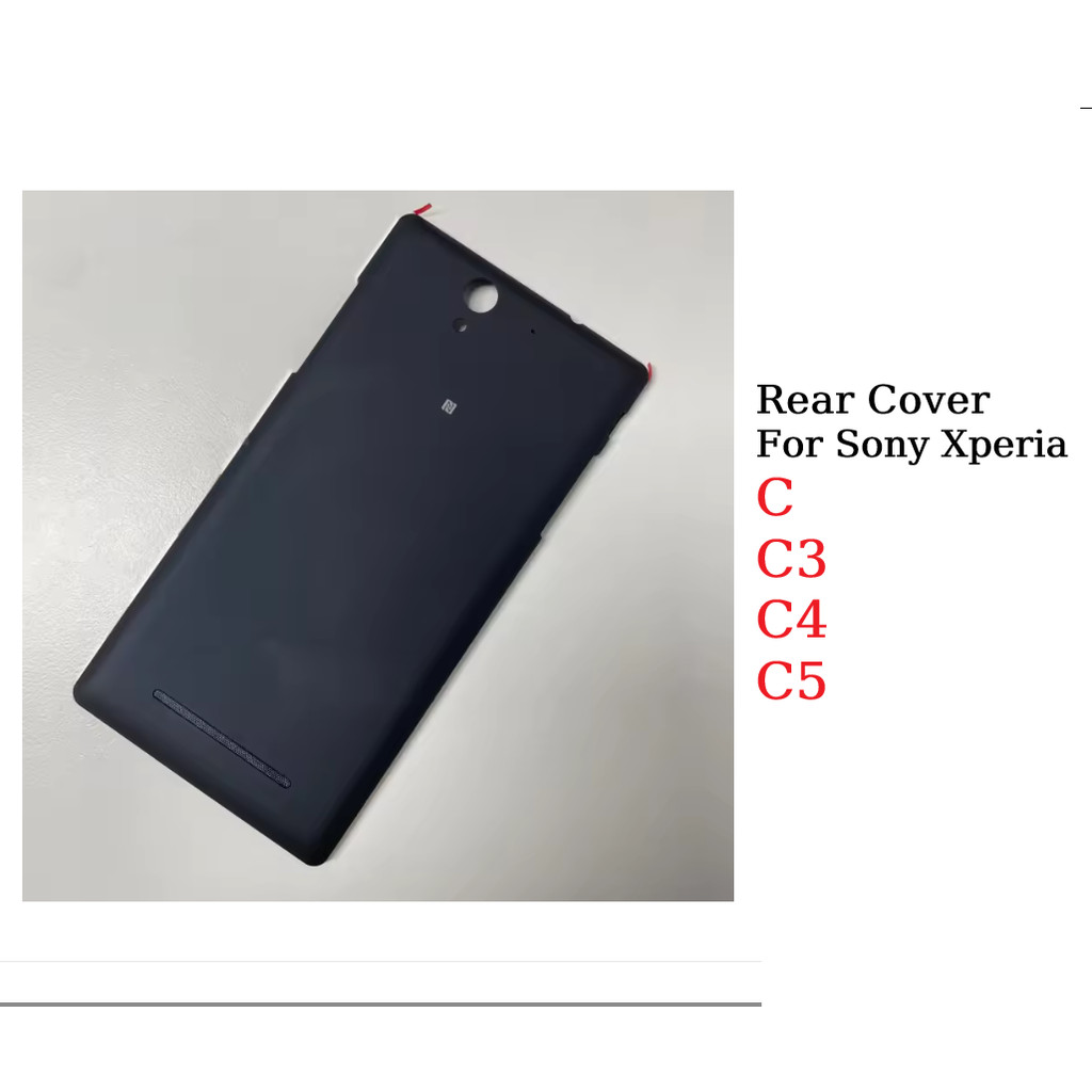 สําหรับ Sony XPERIA C C3 C4 C5 ULTRA แบตเตอรี่ฝาครอบด้านหลังกระจกด้านหลังกรณีสติกเกอร์เลนส์