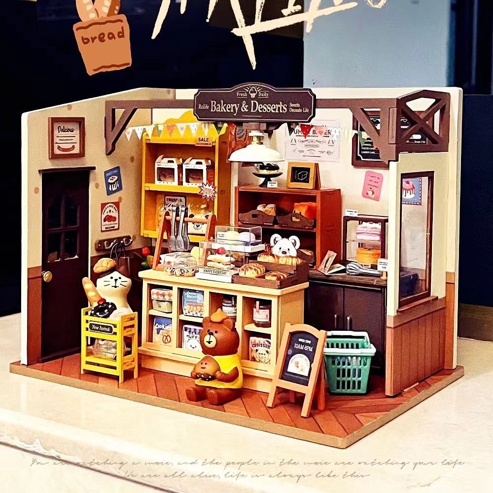 Ruozai Ruolai Beccas Bakery DIY Handmade Cottage Small House Art Model High-value Creative Shop