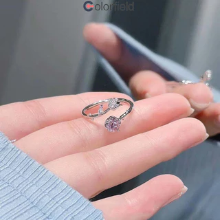 Colorfield แหวน สีชมพู ดอกกุหลาบ เพทาย หรูหราแสง ระดับไฮเอนด์ แหวนเปิดสำหรับผู้หญิง เครื่องประดับแฟชั่น-COD💖