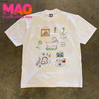 COD✅ (จัดส่งในกรุงเทพฯ) MAO Shop มะเขือเทศและพาสต้า print tee，คอกลมแขนสั้นผ้าcotton เสื้อยืด oversize เท่ๆ #51373