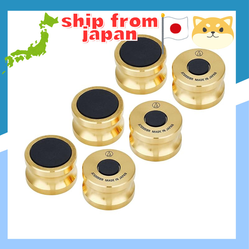 Audio-Technica AT6900BR Hybrid Insulator Speaker Spike - 3-Layer Structure Set of 6 in Gold for Turn