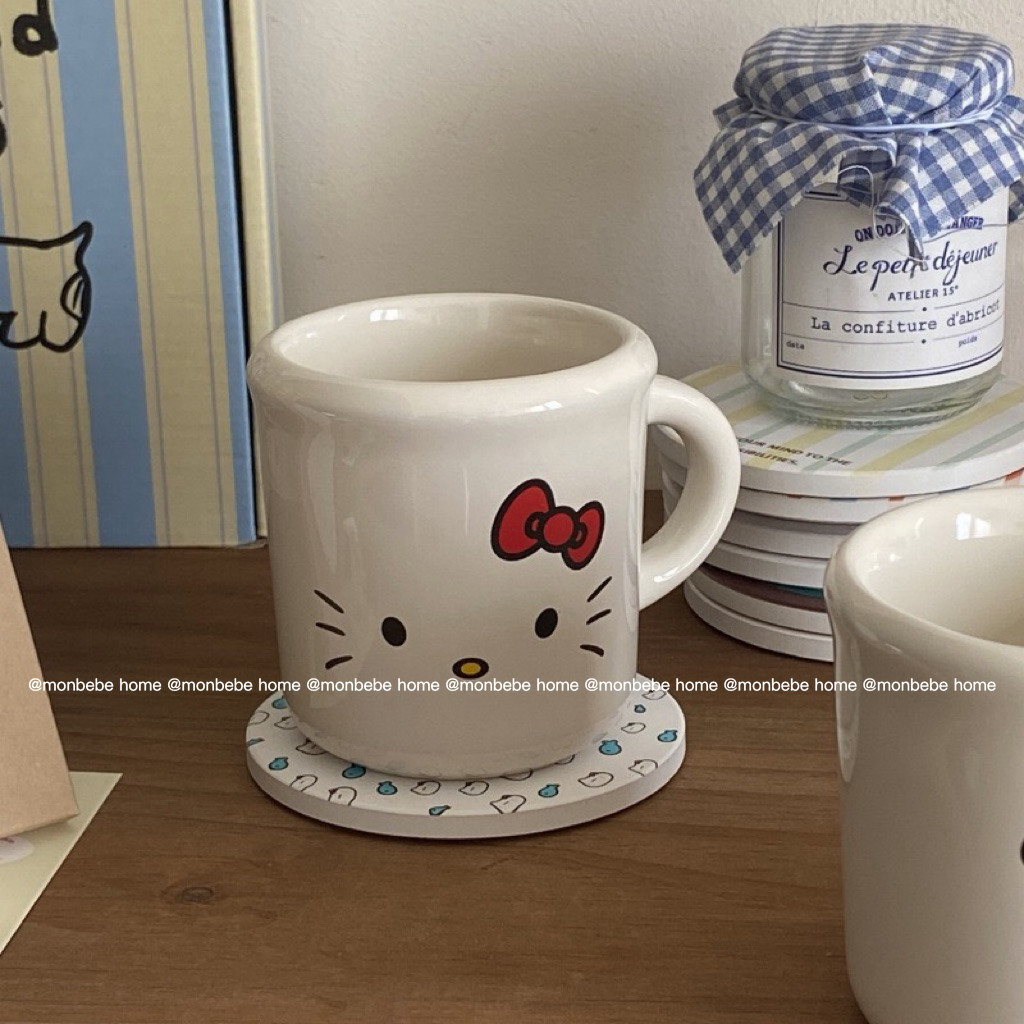 แก้วมัค แก้ว แก้วกาแฟ มีที่จับ รูปmiffy🐰&kitty 350ml สำหรับร้านกาแฟ พร้อมส่ง - รูปที่ 6