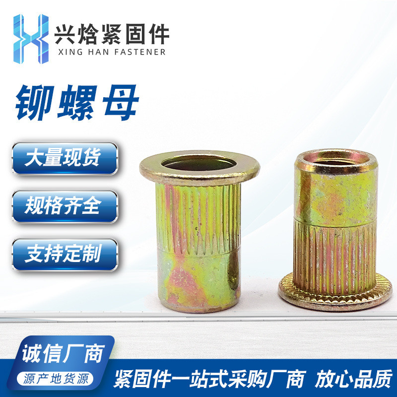 Rivet Nut Half Hex Rivet Nut หัวแบน Strong Rivet Nut Knurled Pull Nut M3-M12 สแตนเลสสตีลดึง Nut