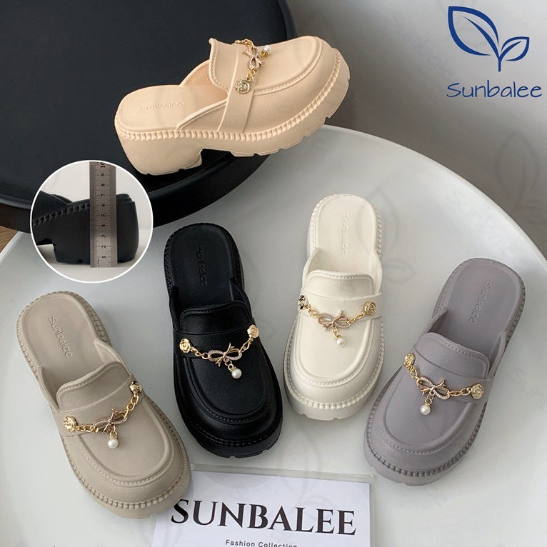 SUNBALEE 🧃 SUNX88 รองเท้าแฟชั่น เสริมส้น คัทชูแบบสวม สำหรับผู้หญิง สไตล์เรียบหรู ใส่สบาย สินค้าพร้อมส่ง
