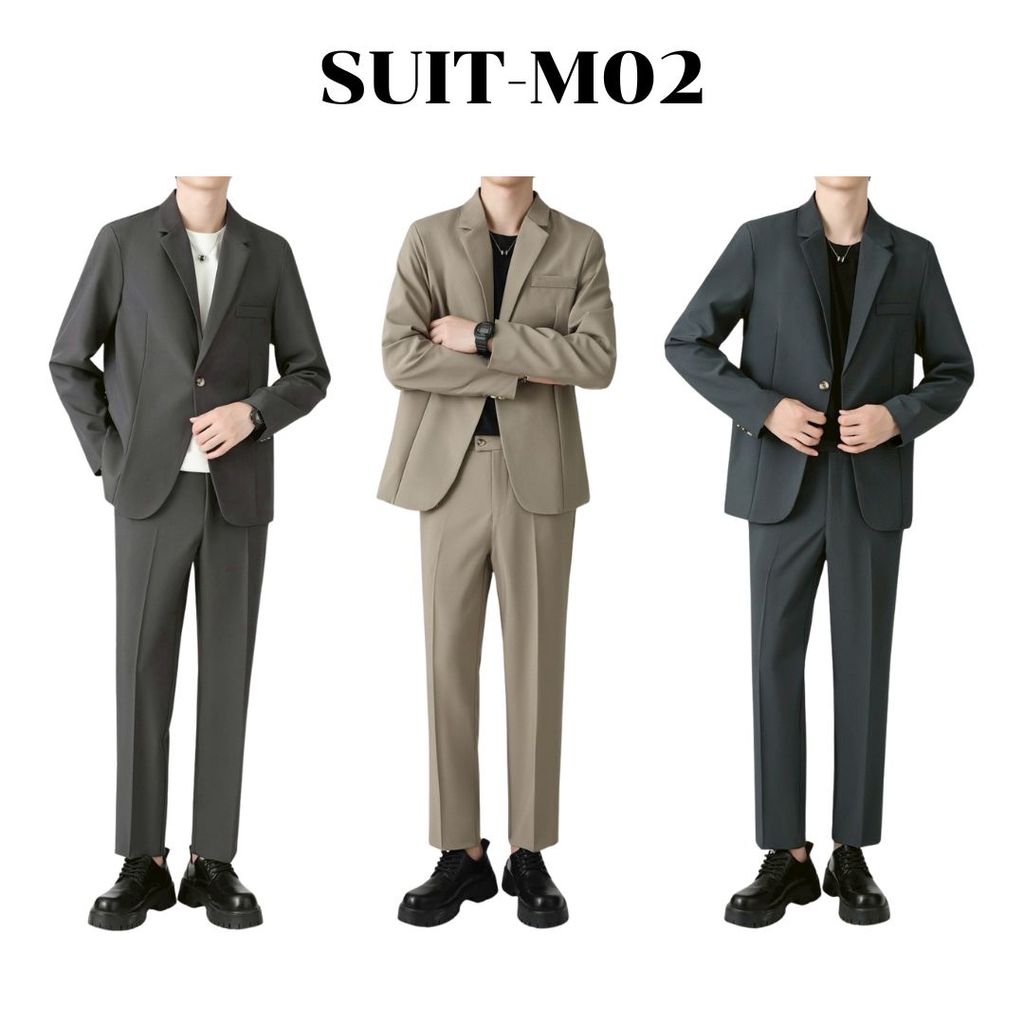 SUIT-M02 ชุดสูทผู้ชายไซส์ใหญ่ M-4XL มีซับใน เสื้อสูทเป็นทางการ เสื้อ+กางเกง ชุดเซ็ตใส่ทำงาน พร้อมส่ง