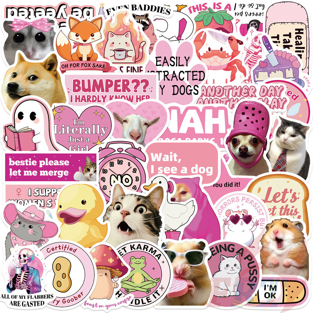 ❉ KUSO Funny Pink Sarcastic Meme Series 02 สติ๊กเกอร์ ❉ 50 ชิ้น/เซ็ต DIY แฟชั่นสติ๊กเกอร์ Doodle กันน้ํา
