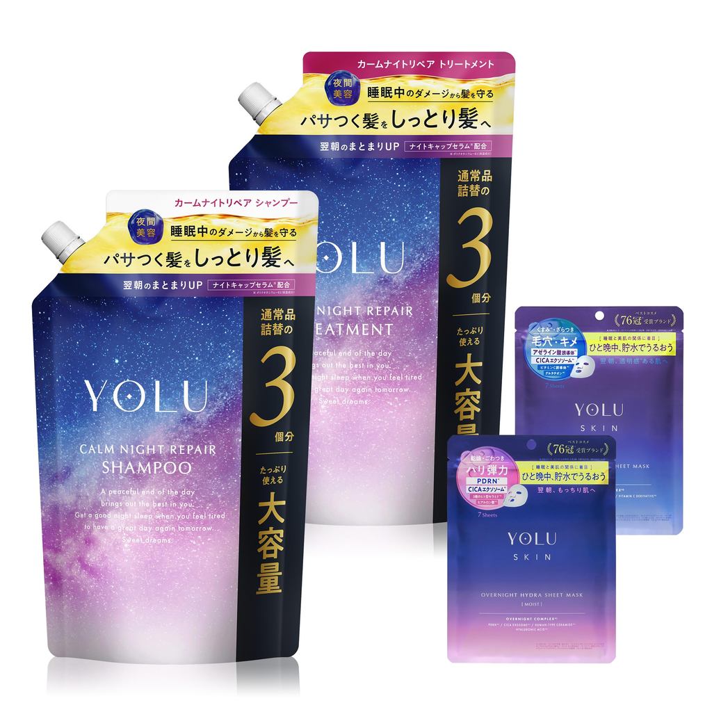 New Model YOLU Yoru Shampoo and Treatment Set Refill Large Capacity Calm Night Repair with 14 Moist 
