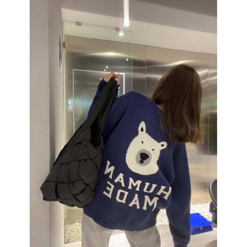 HUMAN MADE Polar Bear เสื้อกันหนาวผู้ชาย สวมใส่ง่าย ทำจากขนสัตว์ถัก