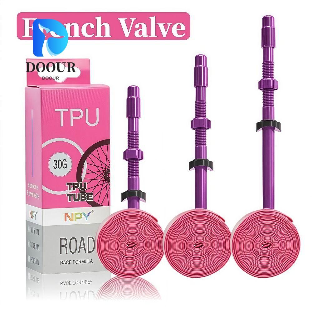 ยางจักรยาน MTB 26 นิ้ว, วาล์วล้ออลูมิเนียม, สีชมพู, ขนาด 700x23-32c