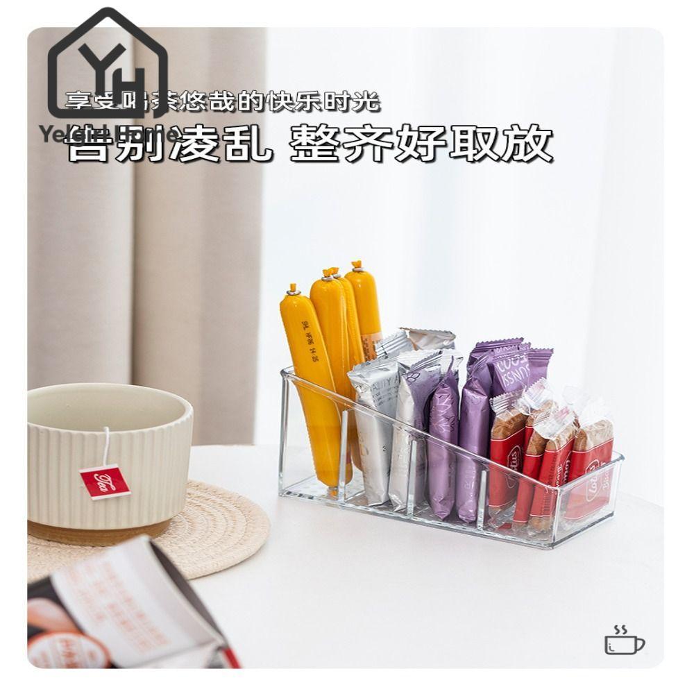Yelgirlb ชั้นวางรีโมตคอนโทรล PET 4 ช่อง แบบใส สําหรับจัดเก็บเครื่องสําอาง