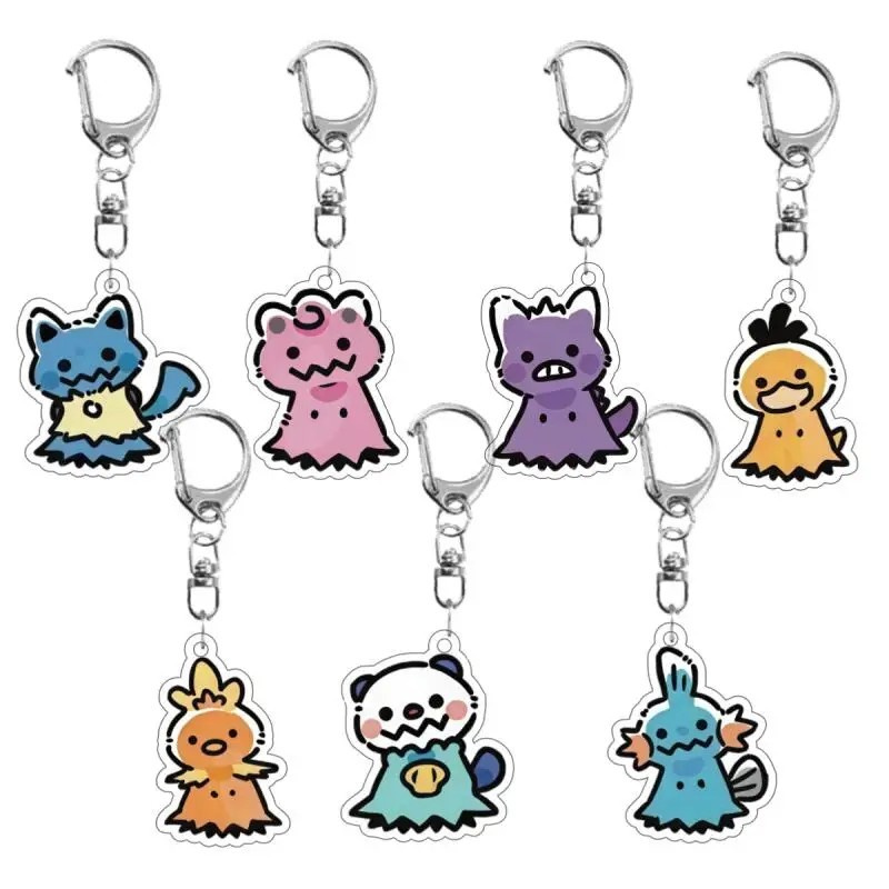 Pokemon Anime Acrylic Mica พวงกุญแจรูปเหมือน Oshawott Psyduck Mudkip กระเป๋าเป้แขวนคบเพลิง กระเป๋าถื