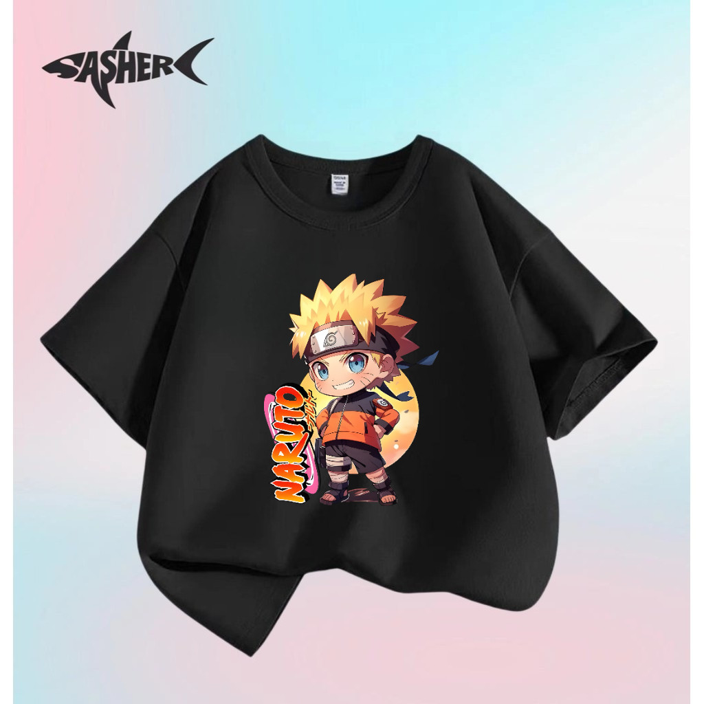 【Ready Stock】Best Selling Naruto Chibi Uzumaki Naruto Print Summer Cotton T-shirt