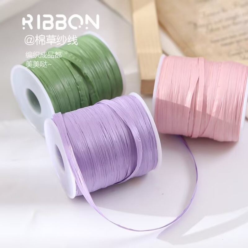 Maveraffia ด้ายผ้าฝ้ายด้ายหญ้า Hook กระเป๋าวัสดุ Handmade diy Hook ฤดูร้อน Cool หมวกทอฟางถังกระเป๋า