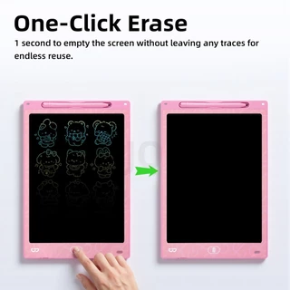 GOOJODOQ 10/12 lnch แผ่นเขียนด้วยลายมือสี แบบพกพาและน้ําหนักเบา LCD Doodle Board 1s One-Click Erase