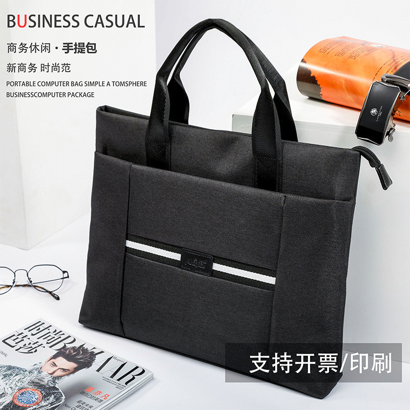 Tote Bag Canvas Zipper Tote Briefcase Office a4 Meeting Information Capacity File Bag File Bag