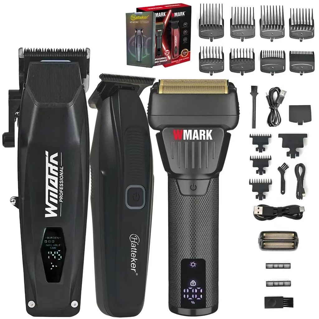 ปัตตาเลี่ยนผมไฟฟ้ามืออาชีพตัดผม 3PC ชุด WMARK NG-125 BRDCLIP FA-1981 NG-7982 ผม trimmer เครื่องโกนหน
