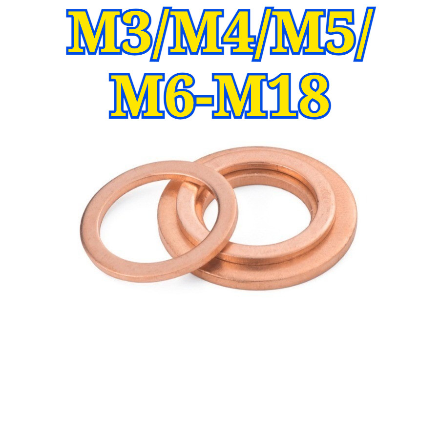 ทองแดงบริสุทธิ์ แหวนรอง | แหวนรอง | pure copper washer  M3/M4/M5/M6-M18 .QIAOZHI-TH1