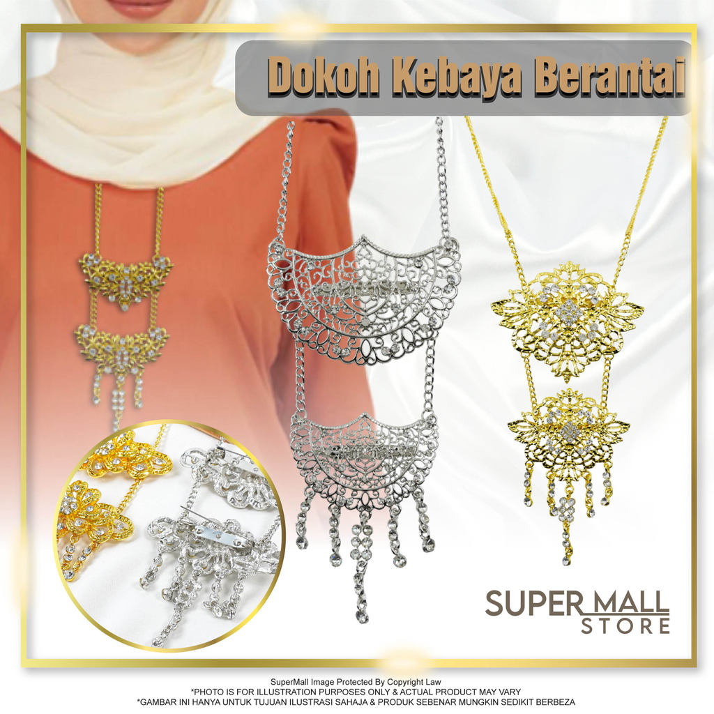 Supermall Doh Kebaya 2 Adik Beradik Juntai Jurai Classic สร้อยคอ Pin ผ้าคลุมไหล่ Songket เข็มกลัดเพช