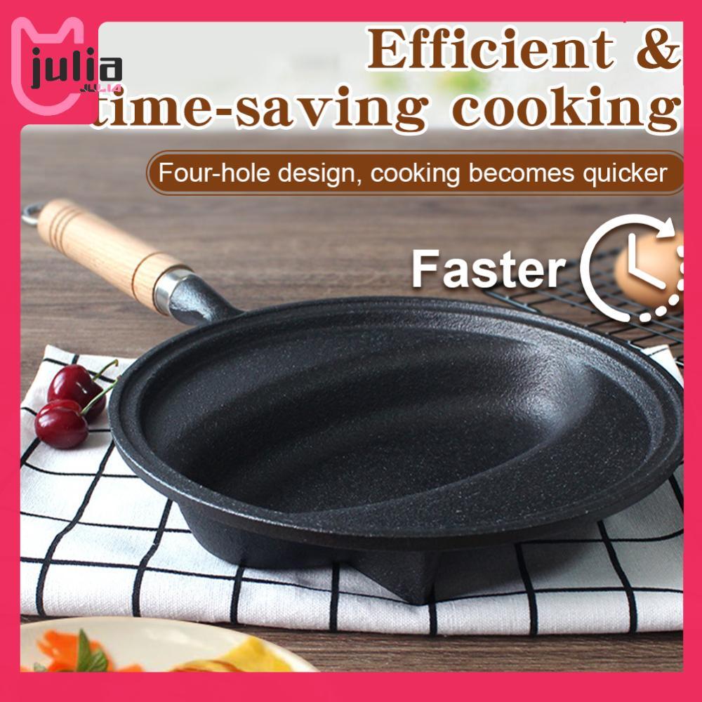 [Julia1.th] กระทะเหล็กด้ามไม้ Omurice ทําอาหารหม้อ Non-Stick กระทะไข่เจียวสําหรับทําอาหาร Omurice โฮ