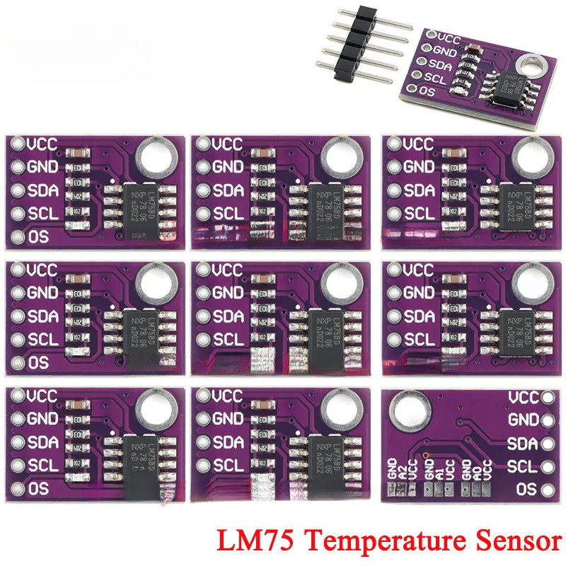 10 ชิ้น/5 ชิ้น LM75 LM75A MCU-75 อุณหภูมิเซนเซอร์โมดูลความเร็วสูง I2C IIC อินเทอร์เฟซความแม่นยําสูง 