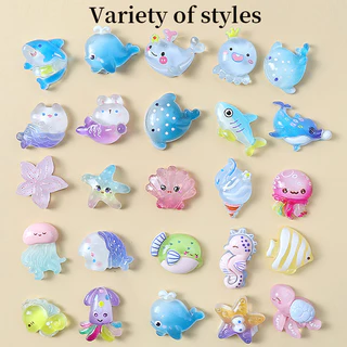 GeeToy ชุด10ชิ้น ของเล่นมินิสัตว์ทะเลการ์ตูนเรืองแสง แบ่งสุ่ม ของขวัญสำหรับเด็ก