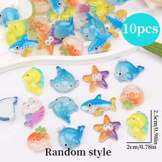 GeeToy ชุด10ชิ้น ของเล่นมินิสัตว์ทะเลการ์ตูนเรืองแสง แบ่งสุ่ม ของขวัญสำหรับเด็ก