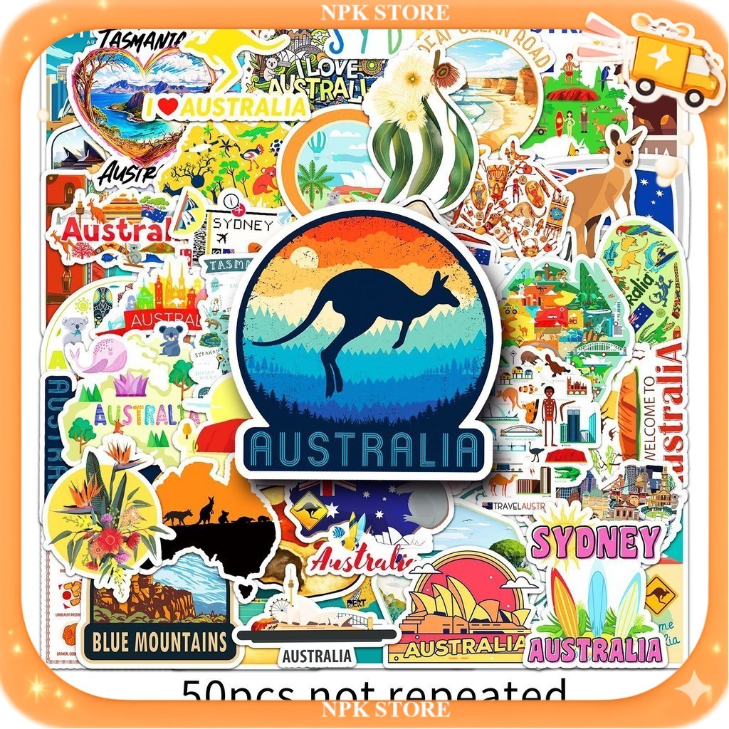 🔥🇹🇭พร้อมส่ง🇹🇭🔥 50ชิ้น สติกเกอร์ออสเตรเลีย ท่องเที่ยว Australia Landmark View Travel Sticker