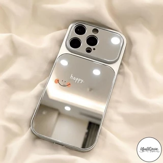เคสไอโฟน13 17 เคสกระจก ลายหน้ายิ้ม happy สไตล์ฮิต สำหรับ IPhone 15 11 17 13 Air 16 12 14 Pro Max X XR XS 15 16 Plus