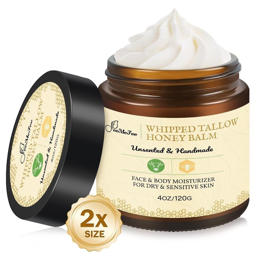 Beef Tallow for Skin 4oz | Tallow And Manuka Honey Balm | Unscented Tallow Face Moisturizer | Beef T